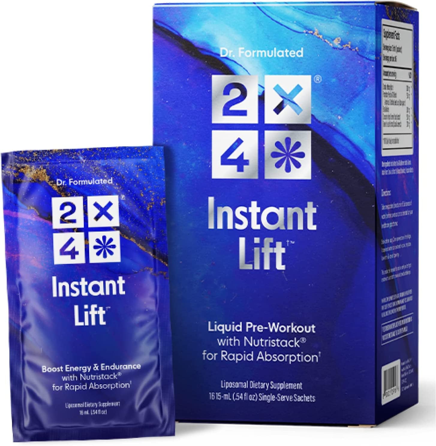 2X4 Instant Lift Pre-Workout, Non-Gmo, Sugar Free, Dairy Free, Orange Burst, 16 Single Serve Packets, 0.5 Fl Oz Each