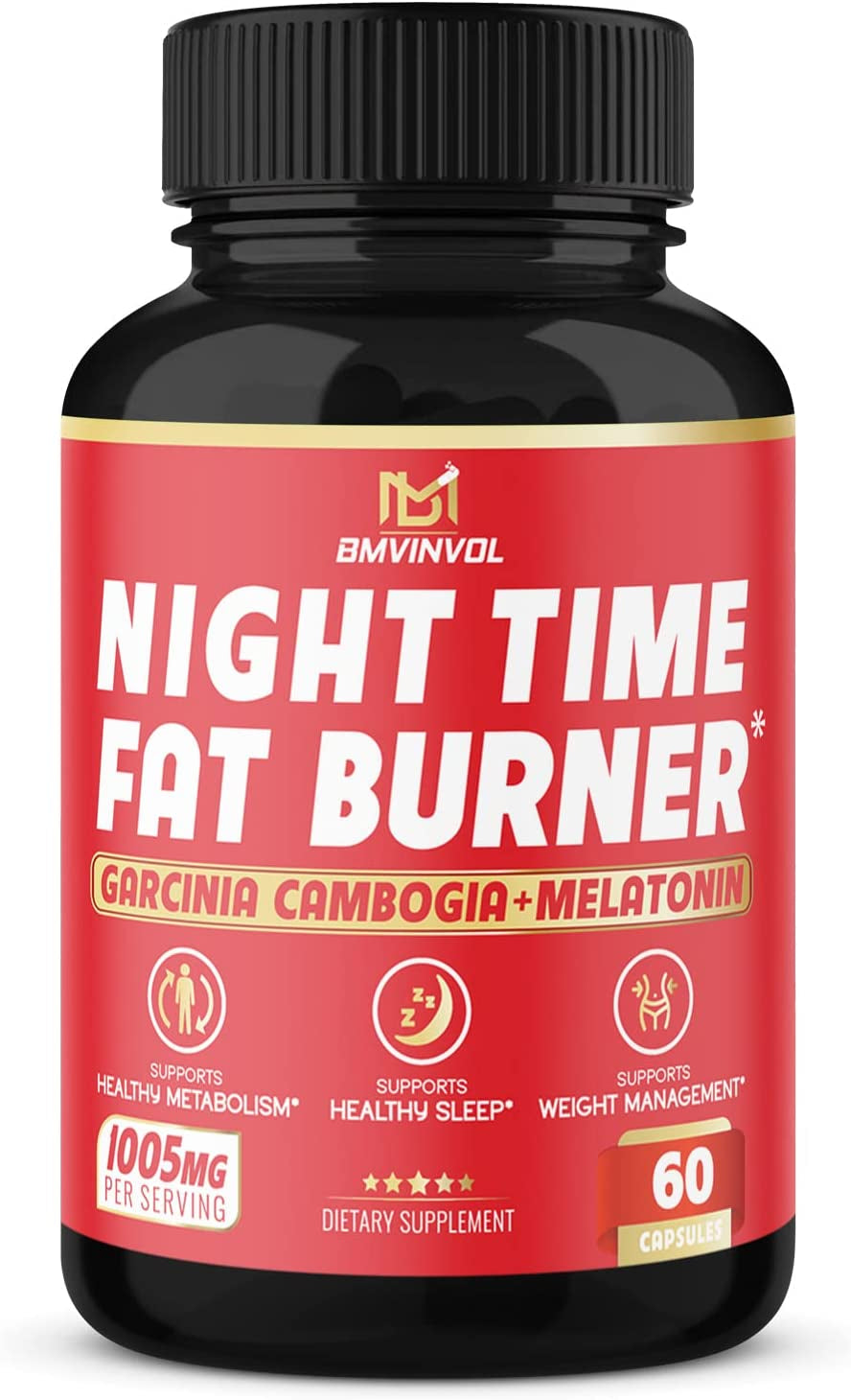 BMVINVOL Night Time Fat Burner, 12-In-1 Powerful Blend of Green Tea, Ceylon Cinnamon, Garcinia Cambogia, Green Coffee Bean, White Kidney Bean, Lemon Balm, Passion Flower