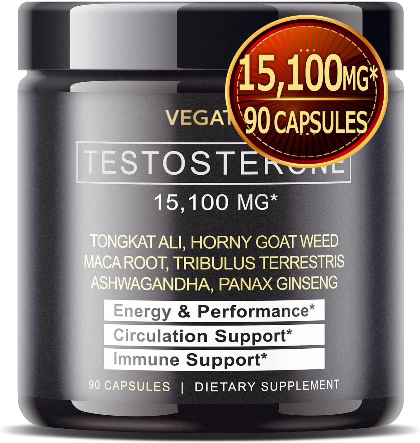 VEGATOT 𝟴 𝗜𝗡 𝟭 Testo Support 𝟭𝟱,𝟭𝟬𝟬 𝗠𝗚 - Boost Performance with Tongkat Ali, Panax Ginseng, Maca Root, Ashwagandha, Tribulus - Energy, Stamina, Circulation Support