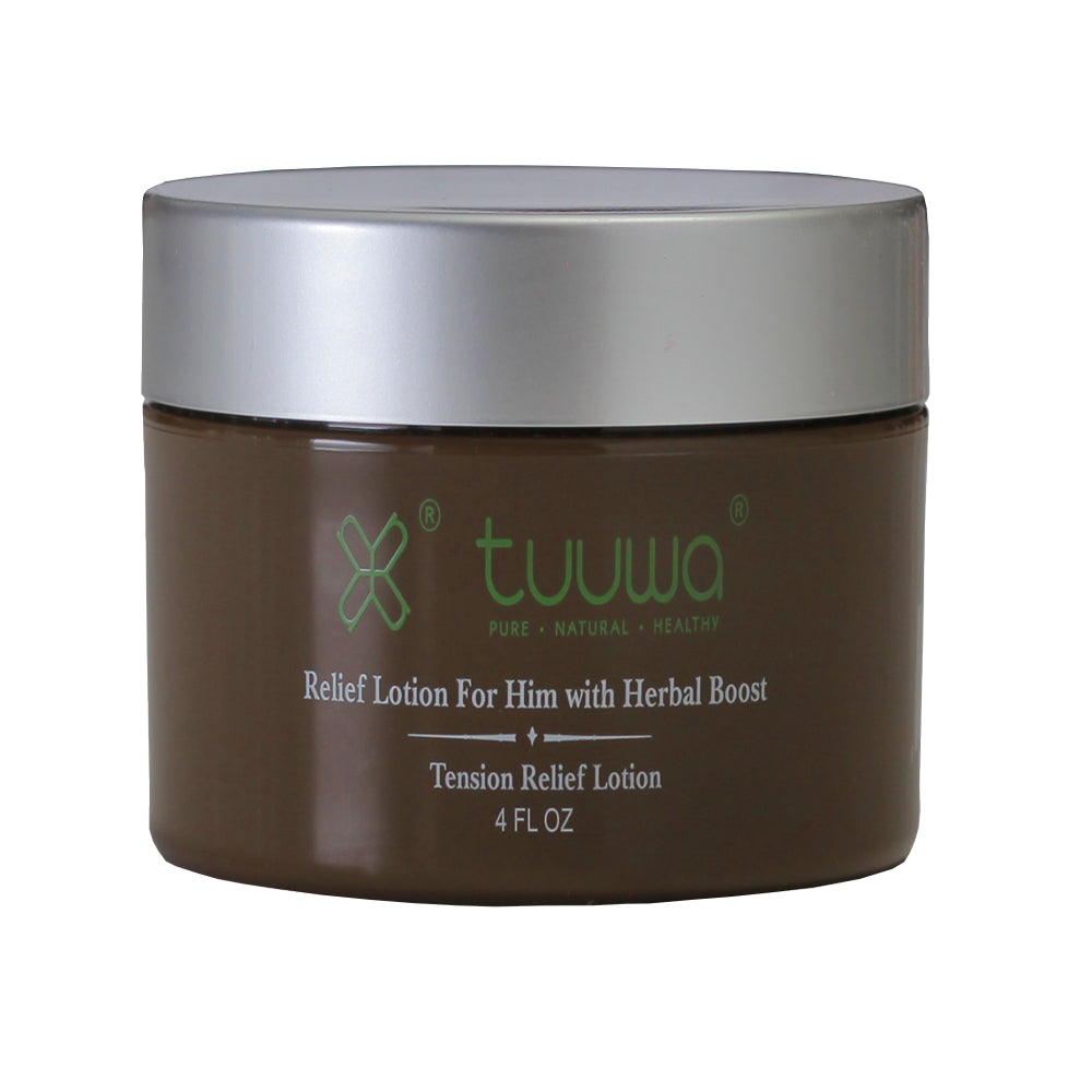 Tuuwa Relief Lotion for Him with Herbal Boost 4Oz 100% Natural Pain Relief in Muscle, Joints, Nerves, Cramps, Anxiety and Stress