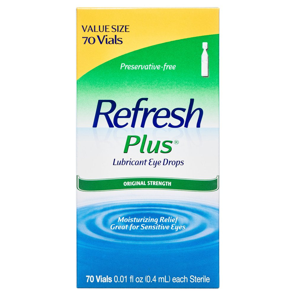 Refresh plus Lubricant Eye Drops Non-Preserved Tears, 70 Single-Use Containers, 0.01 Fl Oz (0.4 Ml)