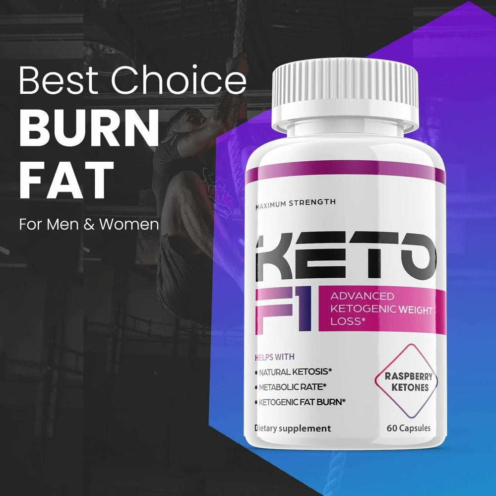 (1 Pack) Keto F1 - Supplement for Weight Loss - Energy & Focus Boosting Dietary Supplements for Weight Management & Metabolism - Advanced Fat Burn Raspberry Ketones Pills - 60 Capsules