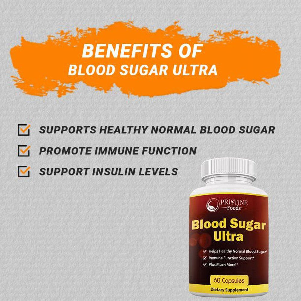 3 Pack Pristine Ultra Blood Sugar Support Supplement - Healthy Blood Sugar Vitamins, Immunity Wellness, Sugar Blocker Complex - 60 Capsules