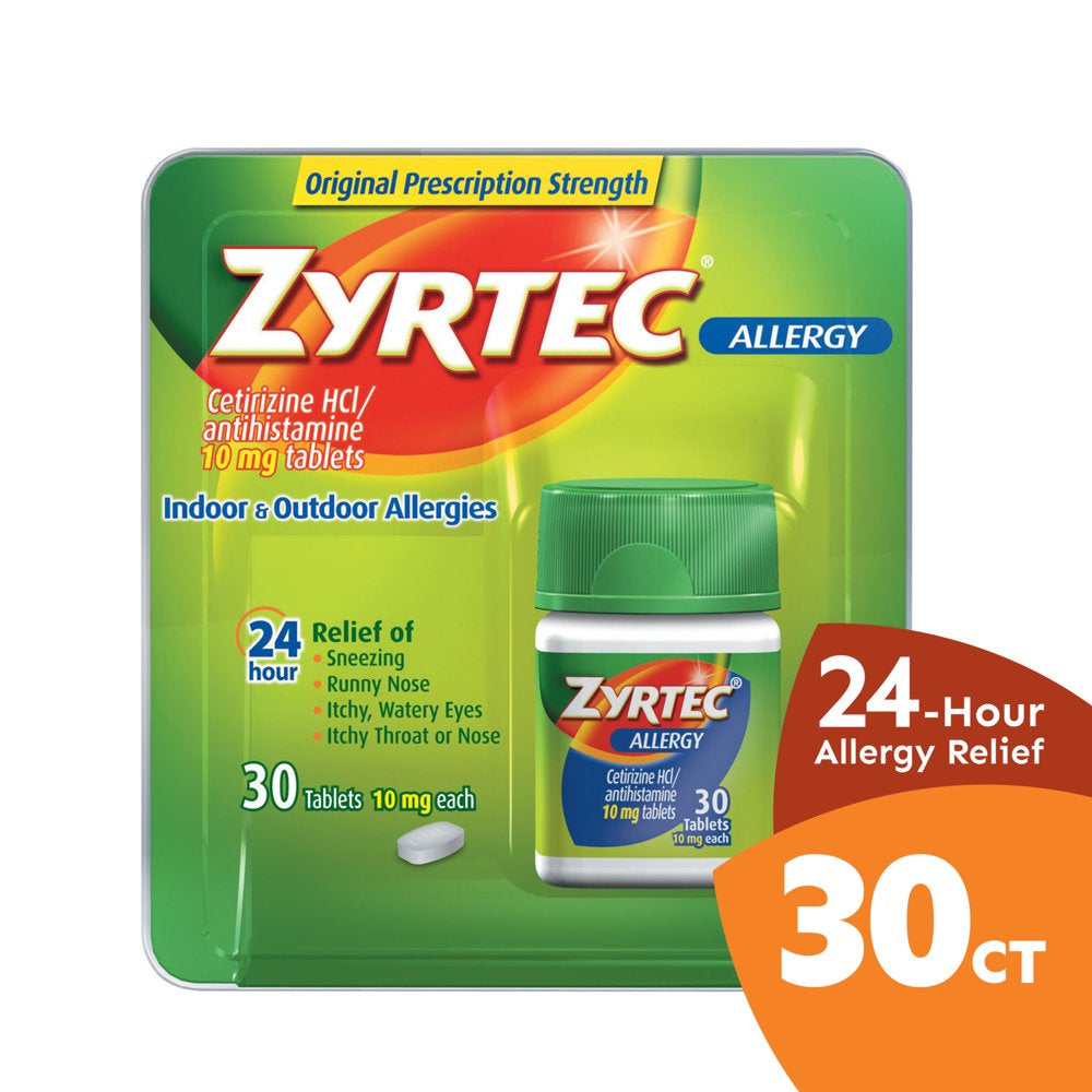 Zyrtec 24 Hour Allergy Relief Tablets with 10 Mg Cetirizine Hcl, 30 Ct