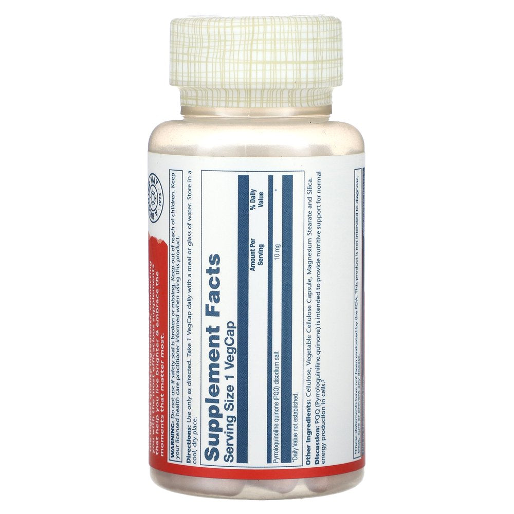 Solaray PQQ 10 Mg | Pyrroloquinoline Quinone Supplement | Cellular, Heart & Cognitive Function Support | 30 CT