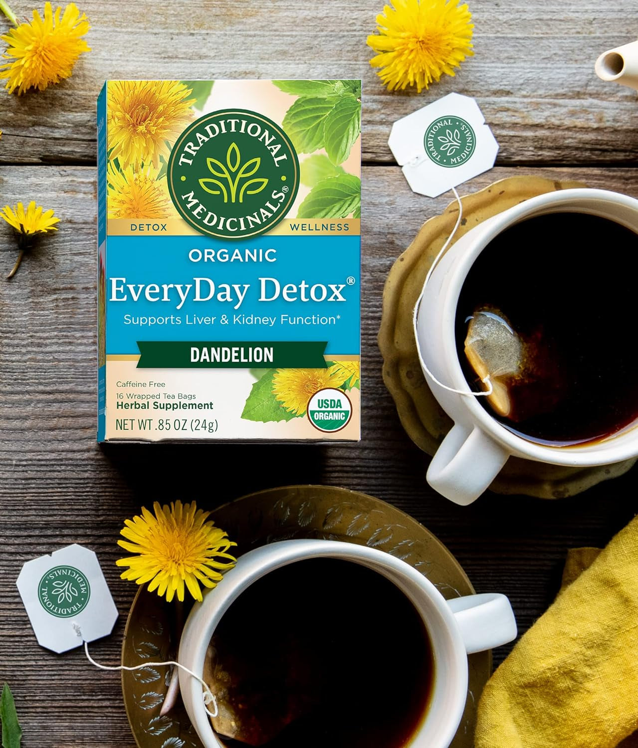 Traditional Medicinals Organic Everyday Detox Tea Sampler, 1 Everyday Detox Schisandra Berry, 1 Everyday Detox Dandelion, 1 Everyday Detox Lemon, 16 Tea Bags per Box (Pack of 3)