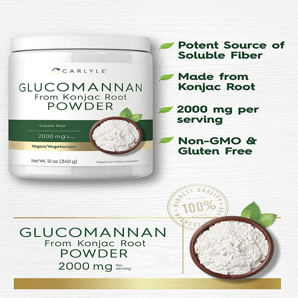 Glucomannan Powder | 12 Oz | Vegan Konjac Powder Supplement | by Carlyle