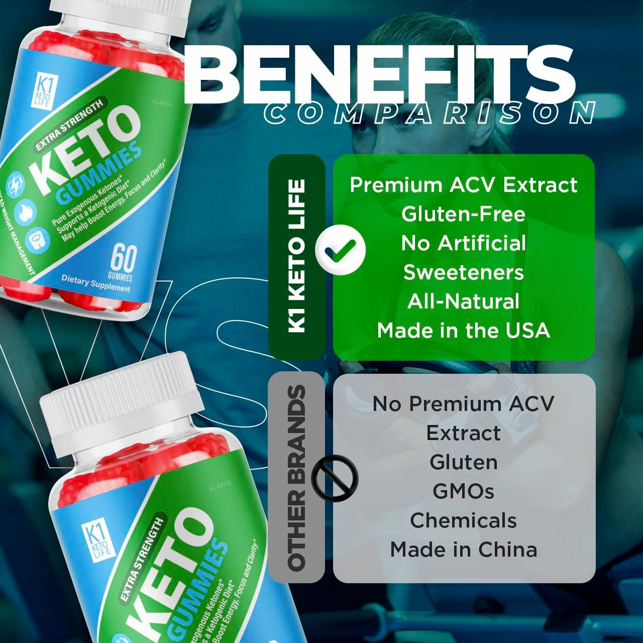 (3 Pack) K1 Keto Life - New Advance K1 Keto Life Gummies, Apple Cider Vinegar Gummies K1 Ketolife, Extra K1 Ketolife Gummy for 90 Days Supply.