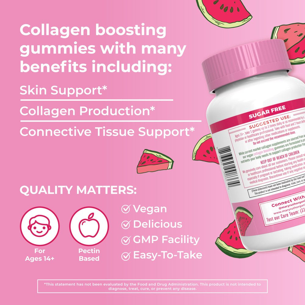 Vegan Collagen Boosting Gummies for Hair Skin & Nail Health by Maryruth'S