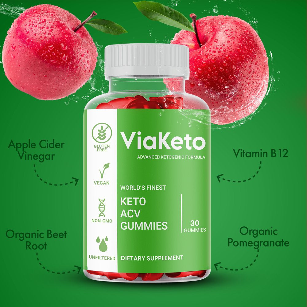 Viaketo ACV Gummies, Maximum Strength Official via Keto Apple Cider Vinegar Gummies Supplement (5 Pack)