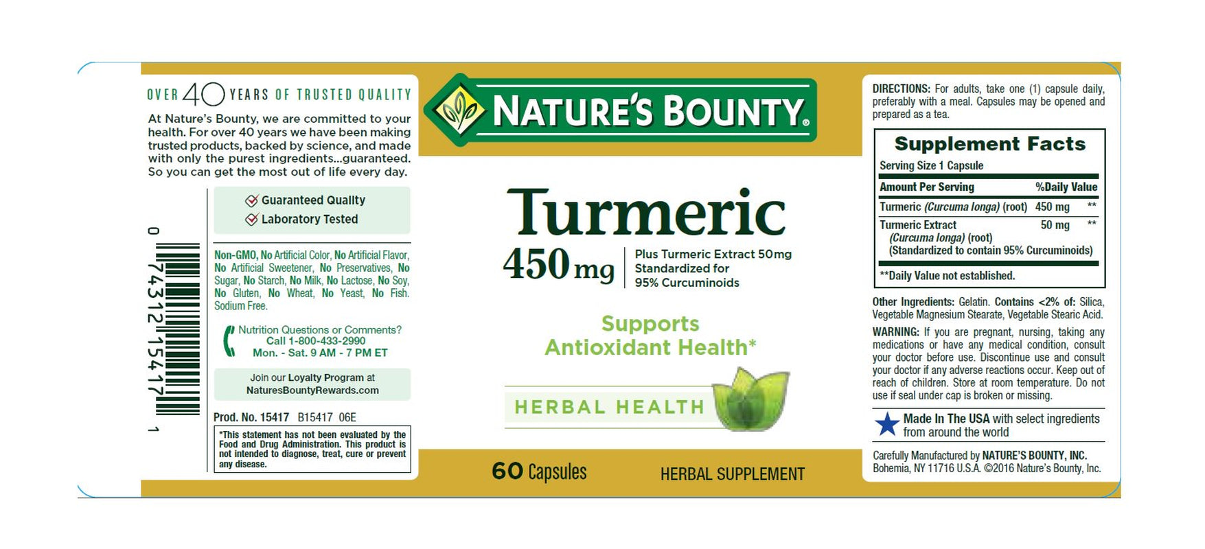 Nature'S Bounty Turmeric Capsules 60 Capsules (Pack of 2)