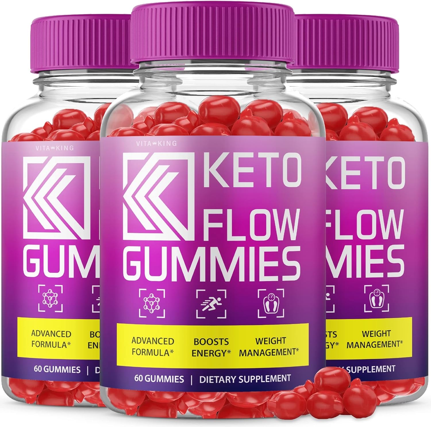 Vitaking (3 Pack) Keto Flow Gummies Keto Flow Gummy Bears Keto ACV Gummies (180 Gummies)