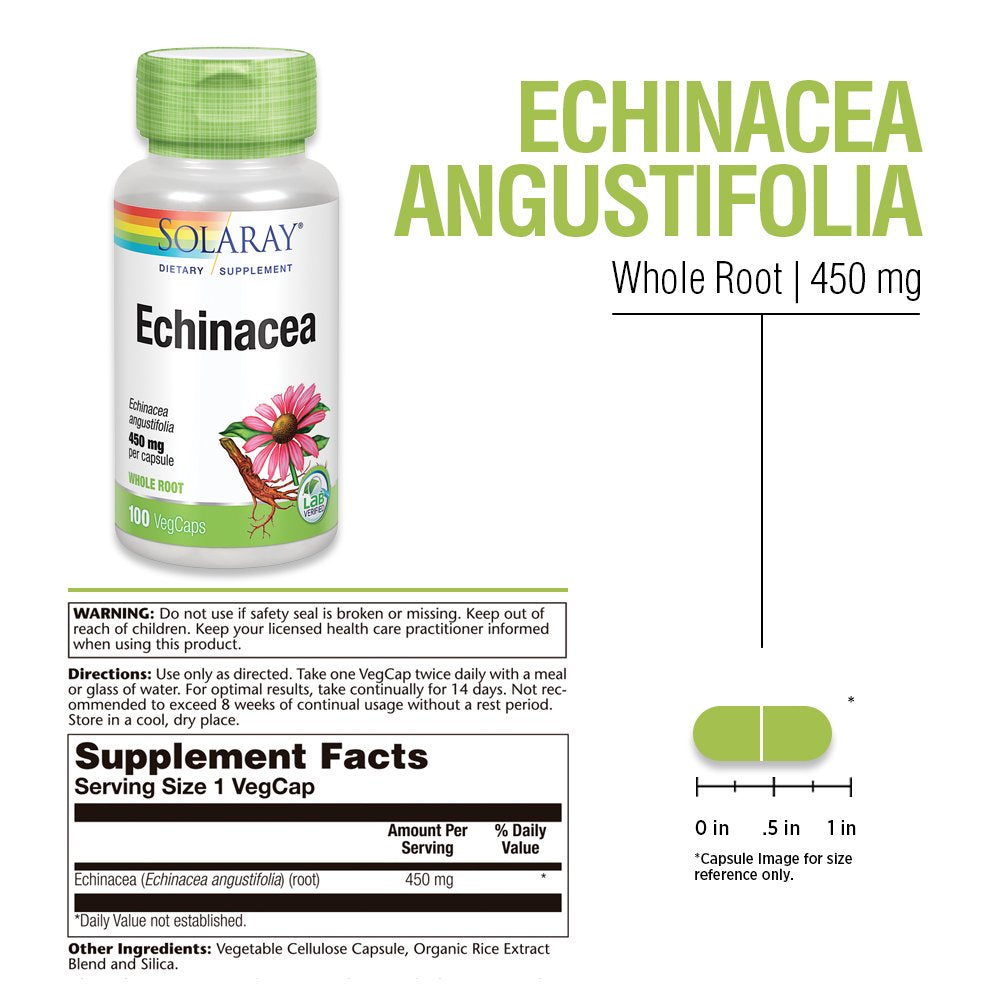 Solaray Echinacea Angustifolia Root 450 Mg - 100 Capsules