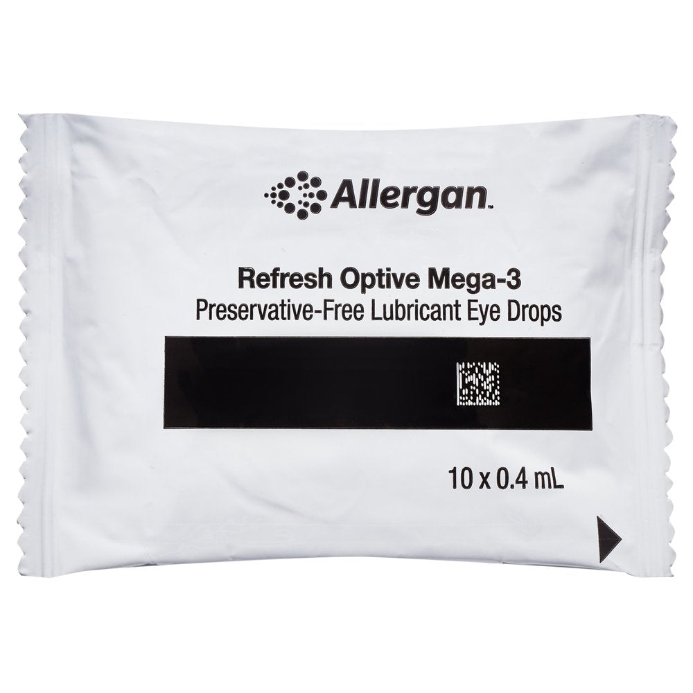 Refresh Optive Mega-3 Lubricant Eye Drops Preservative-Free Tears, 0.4 Ml, 30 Count