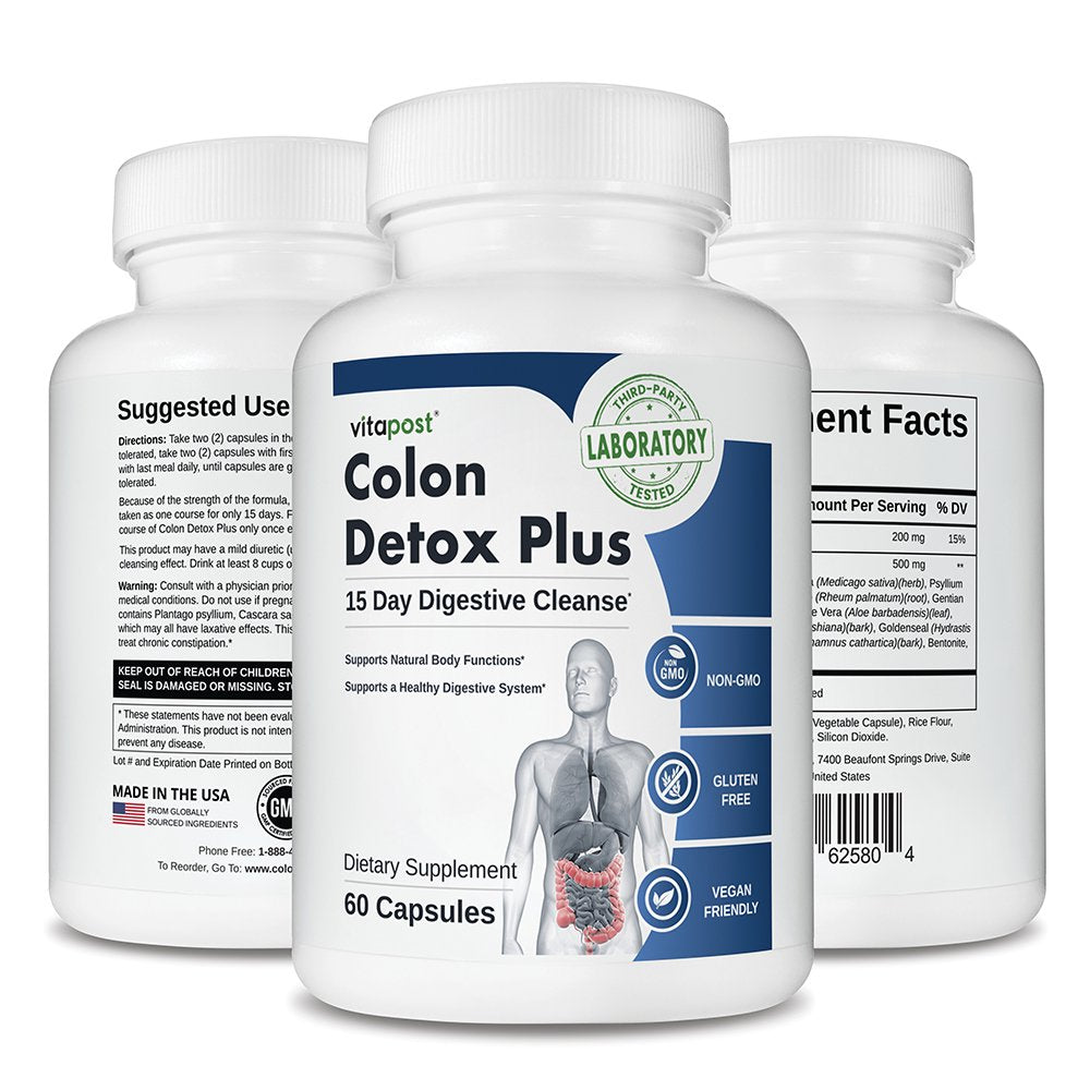 Vitapost Colon Detox plus 15-Day Digestive Cleanse Supplement - 60 Capsules