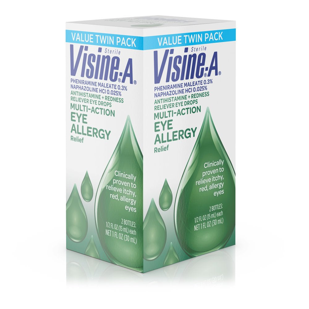 Visine-A Multi-Action Eye Allergy Relief Eye Drops, 0.5 Fl. Oz, 2 Pack