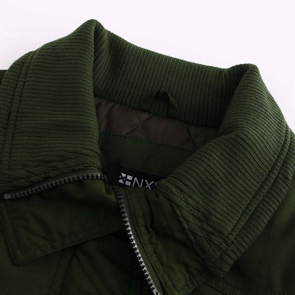 Zodggu Womens plus Size Loose Fashion Short Winter Warm Jacket High Collar Long Sleeve Hoodless Pocket Lapel Thread Cotton Coat Fashion Laides Coats Female Outerwear Army Green L