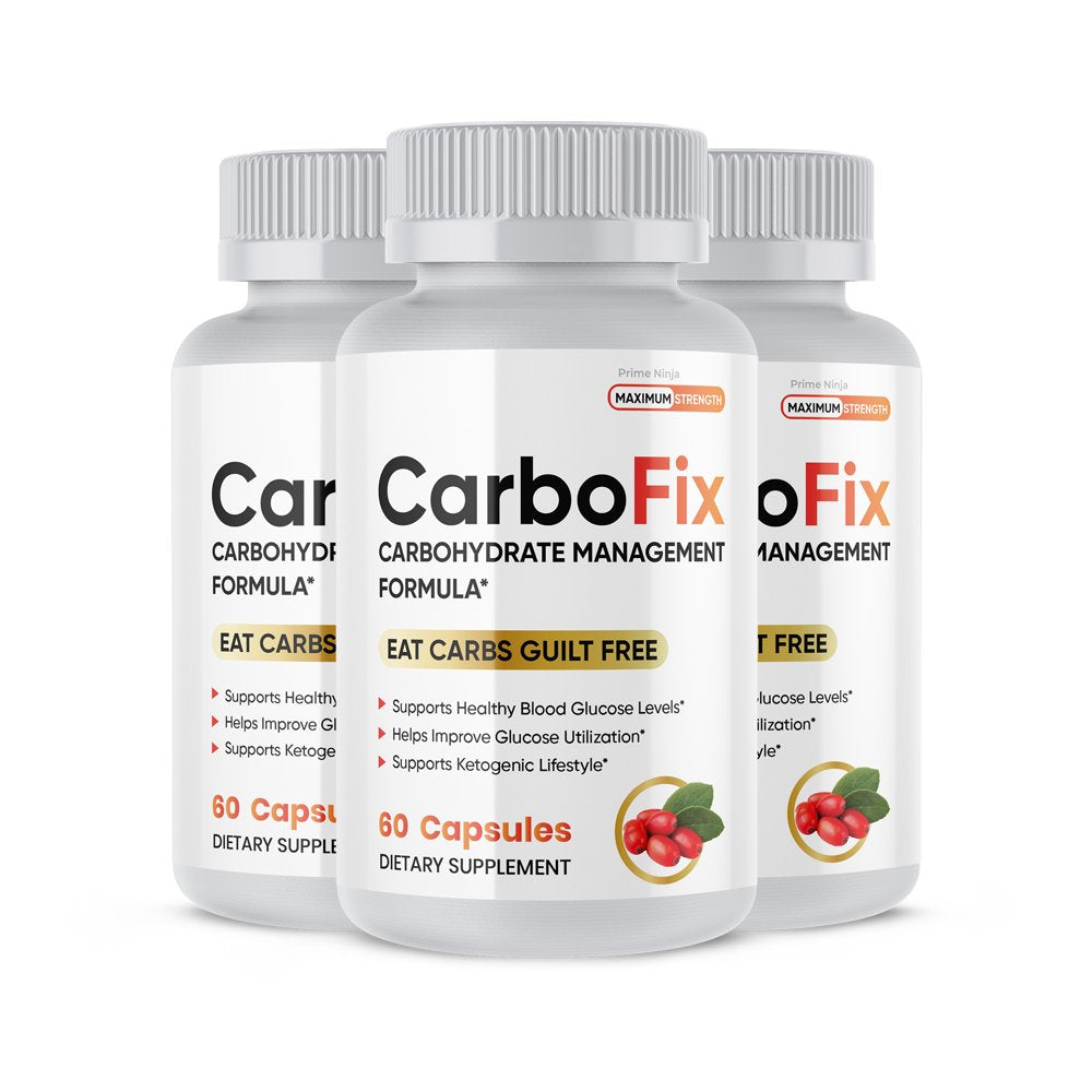 Carbofix Pills Max Strength, (3 Pack) Official Carbofix Carbohydrate Management, Dietary Supplement 180 Count