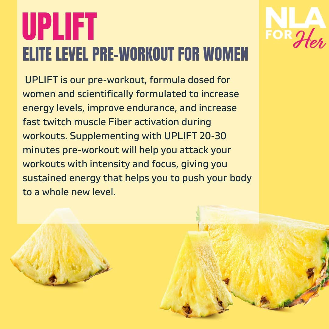 Uplift Pre-Workout for Women (30 Servings) -Maui Pineapple -Provides Clean/Sustained Energy, Supports Athletic Performance, Fast Twitch Muscle Fiber Activation Endurance (Caffeine, Vegan, GF, 15 Cals)