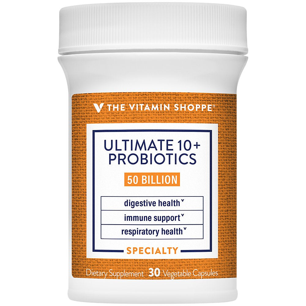 Ultimate 10+ Probiotics, 50 Billion Cfus for Digestive Health, Immune Support and Respiratory Health (30 Vegetable Capsules) by the Vitamin Shoppe