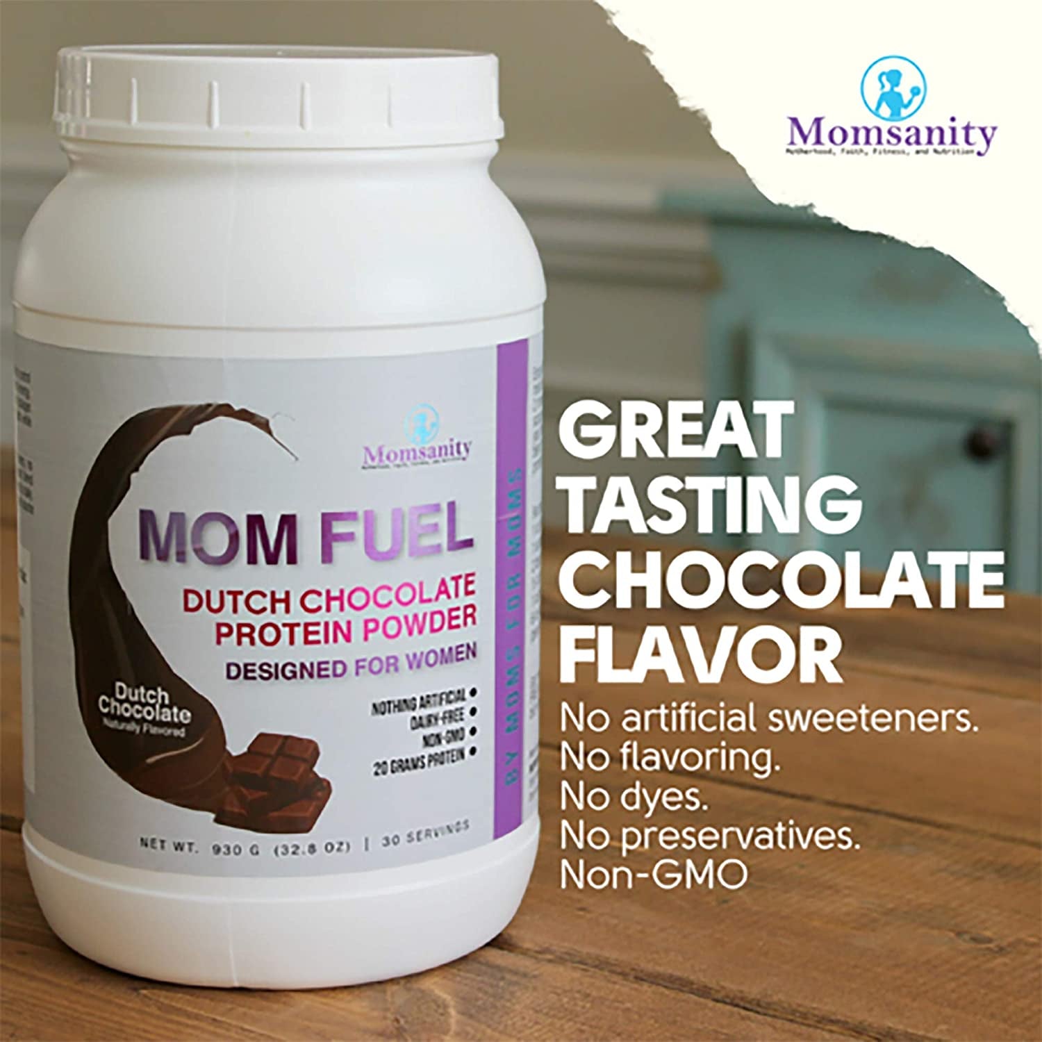 Momsanity Protein Powder for Women – Dairy Free Meal Replacement Protein Powder Made with Plant & Collagen Protein, 20 Grams Protein (Dutch Chocolate + Vanilla)