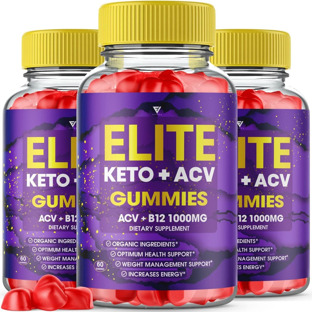 (3 Pack) Elite Keto ACV Gummies AVC, Elite Keto plus ACV Advanced Weight Loss Gummies, Eliteketo Apple Cider Vinegar Diet Supplement Works Fast for Women Men (180 Gummies)