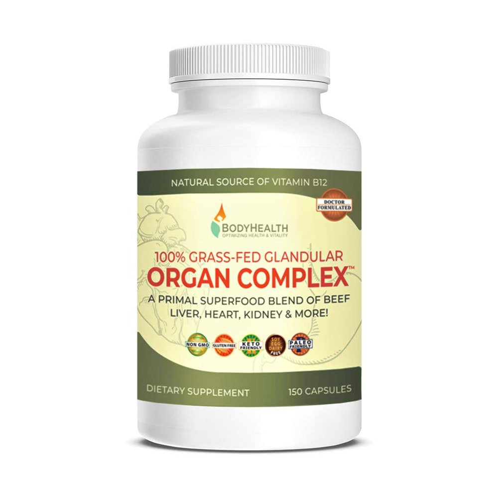 100% Grass-Fed Glandular Organ Complex: a Primal Superfood Blend of Beef Liver, Heart, Kidney and More! (150 Capsules)