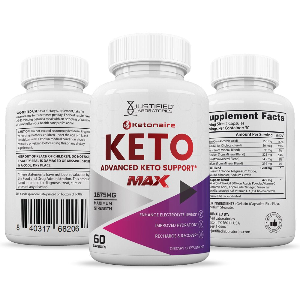 (3 Pack) Ketonaire Keto ACV MAX Pills 1675Mg Alternative to Gummies Dietary Supplement 120 Capsules