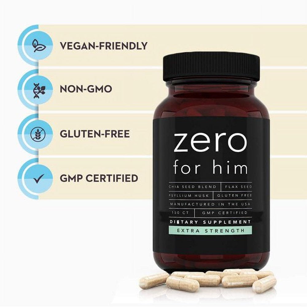 Zero for Him Extra Strength Vegan High Fiber Supplements, 150 Pills