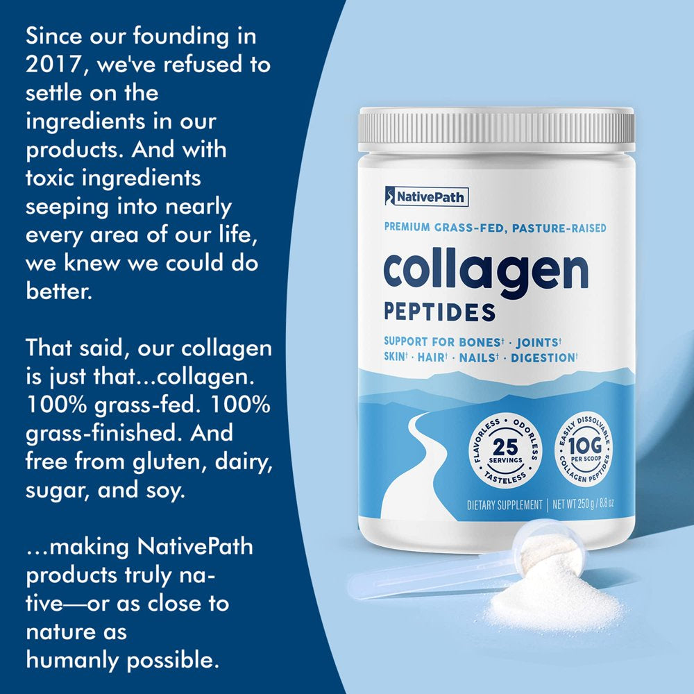 Nativepath Collagen Peptides Protein - Hydrolyzed Type 1 & 3 Collagen Powder for Skin, Hair, Nails - Collagen Powder for Skin - 8.8 Oz (25 Servings)