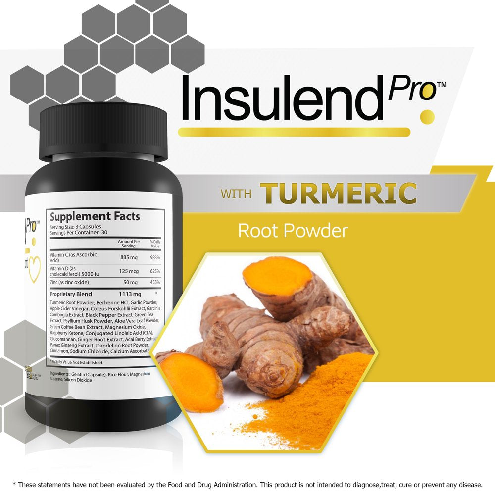 Insulend Pro - Blood Health Support - Blood Sugar Support - Natural anti Inflammation Formula - Contains Turmeric, Berberine, Cinnamon - Support Kidney Health, Liver Health, & Heart Health