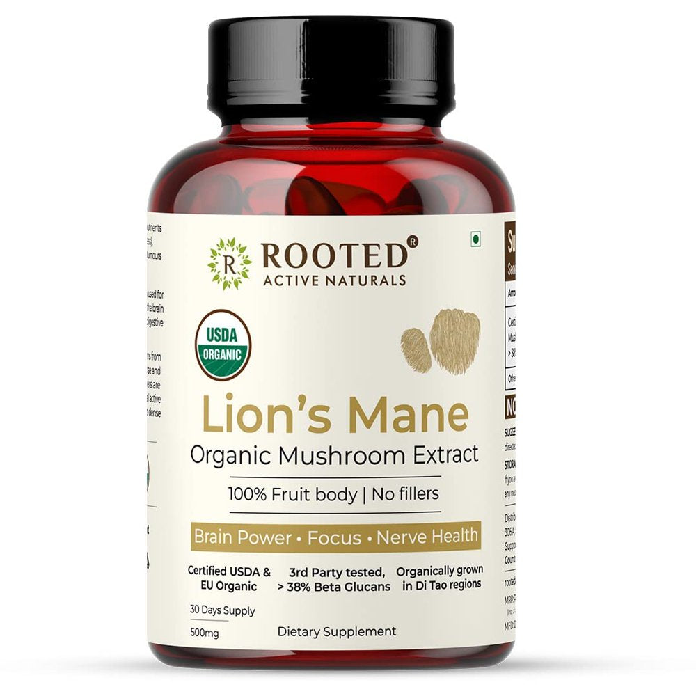 Lions Mane Mushroom Extract Capsules (60 Veg Caps, 500 Mg) | Memory, Focus, Brain Powder & Nerve Health