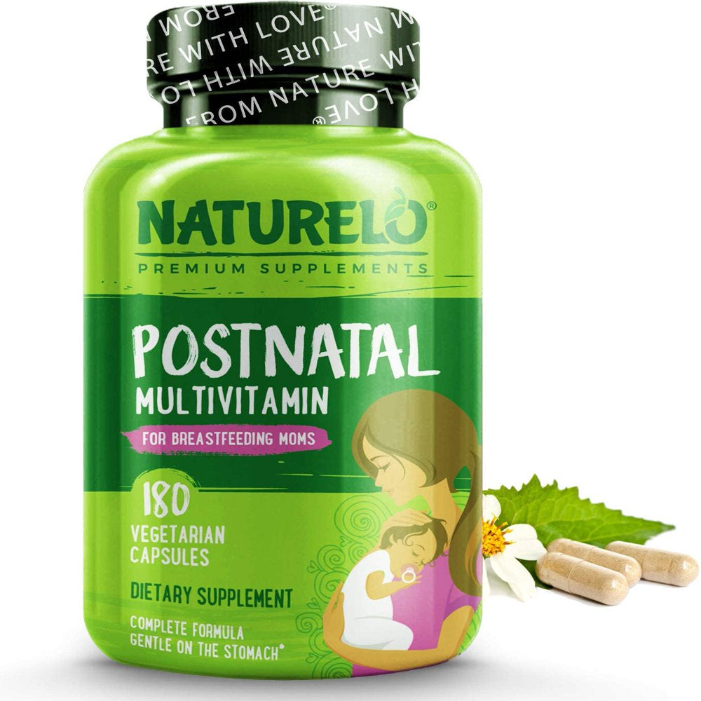 NATURELO Postnatal Multivitamin - Supplement for Breastfeeding Women - Plant-Based Vitamin D, Folate, Gentle Iron - for Nursing Mother, Baby - Post Natal Lactation Support (180 Count (Pack of 1))