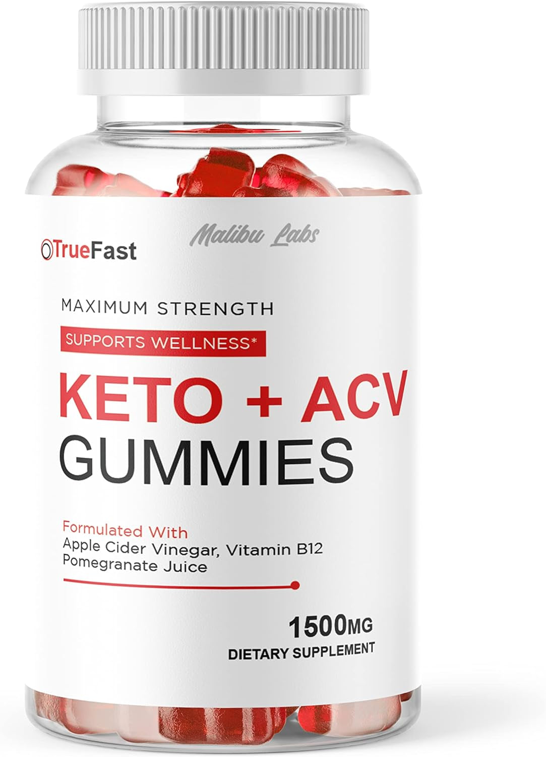 Truefast Keto + ACV Gummies, Apple Cider Vinegar Ketosis, New Strong Time Released Formula, 1500Mg Once a Day, True Fast Ketogenic Support Supplement, Ketos Gummy, (1 Pack) 30 Day Supply Tank