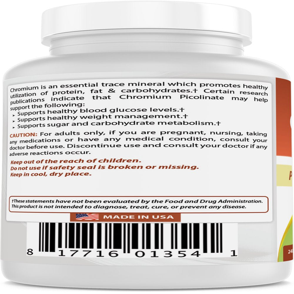 2 Pack Best Naturals Chromium Picolinate 200 Mcg 240 Tablets