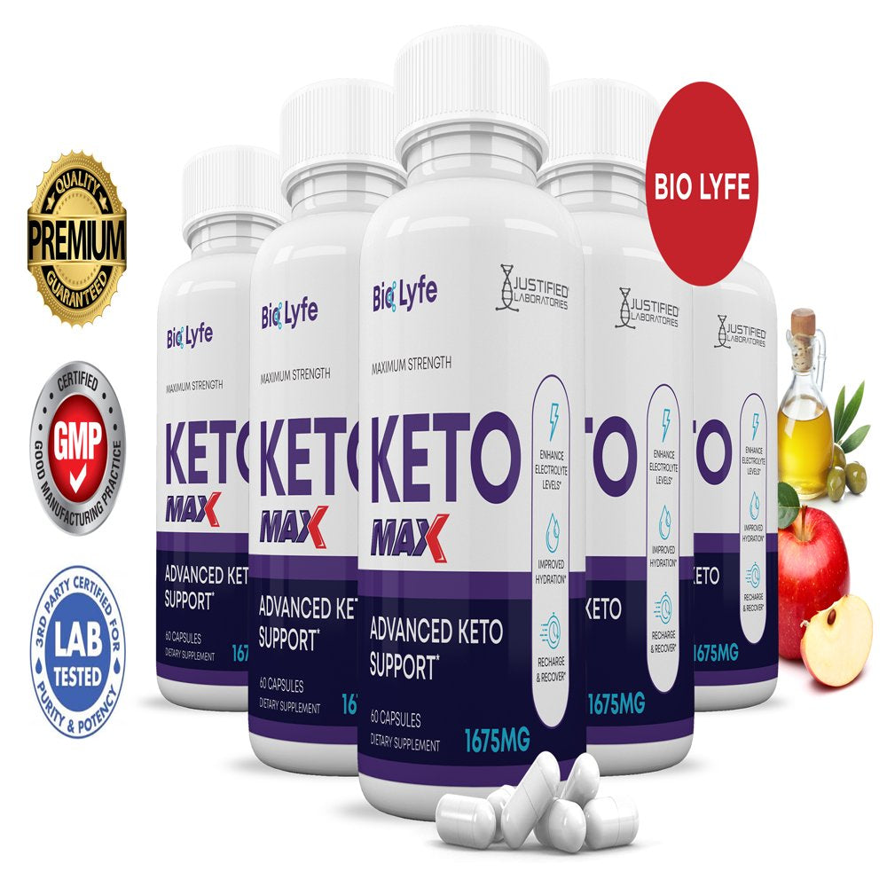 (5 Pack) Bio Lyfe ACV MAX Pills 1675 MG Stronger than Gummies Advanced Keto Support 300 Capsules