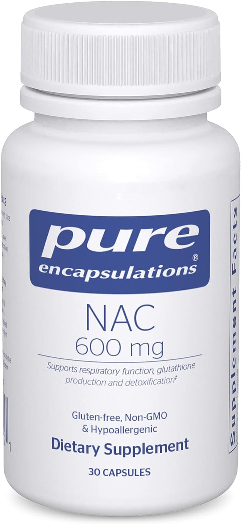 Pure Encapsulations NAC 600 Mg - N-Acetyl Cysteine NAC Supplement for Lung Health & Immune Support, Liver Support & Antioxidants* - with Freeform N-Acetyl-L-Cysteine - 30 Capsules