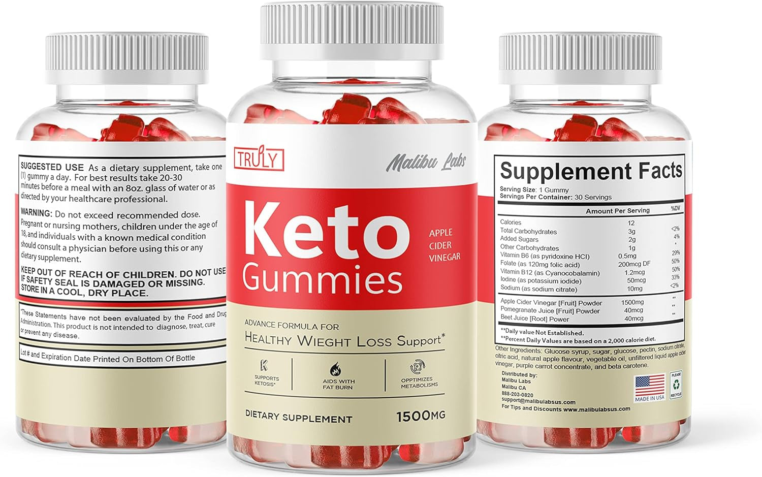 Truly Keto Apple Cider Vinegar Gummies, ACV Ketosis, 1500Mg Once a Day, New Strong Time Released Formula, plus Ketogenic Support Supplement, Truely Ketos Gummy, (2 Pack) 60 Day Supply Tank