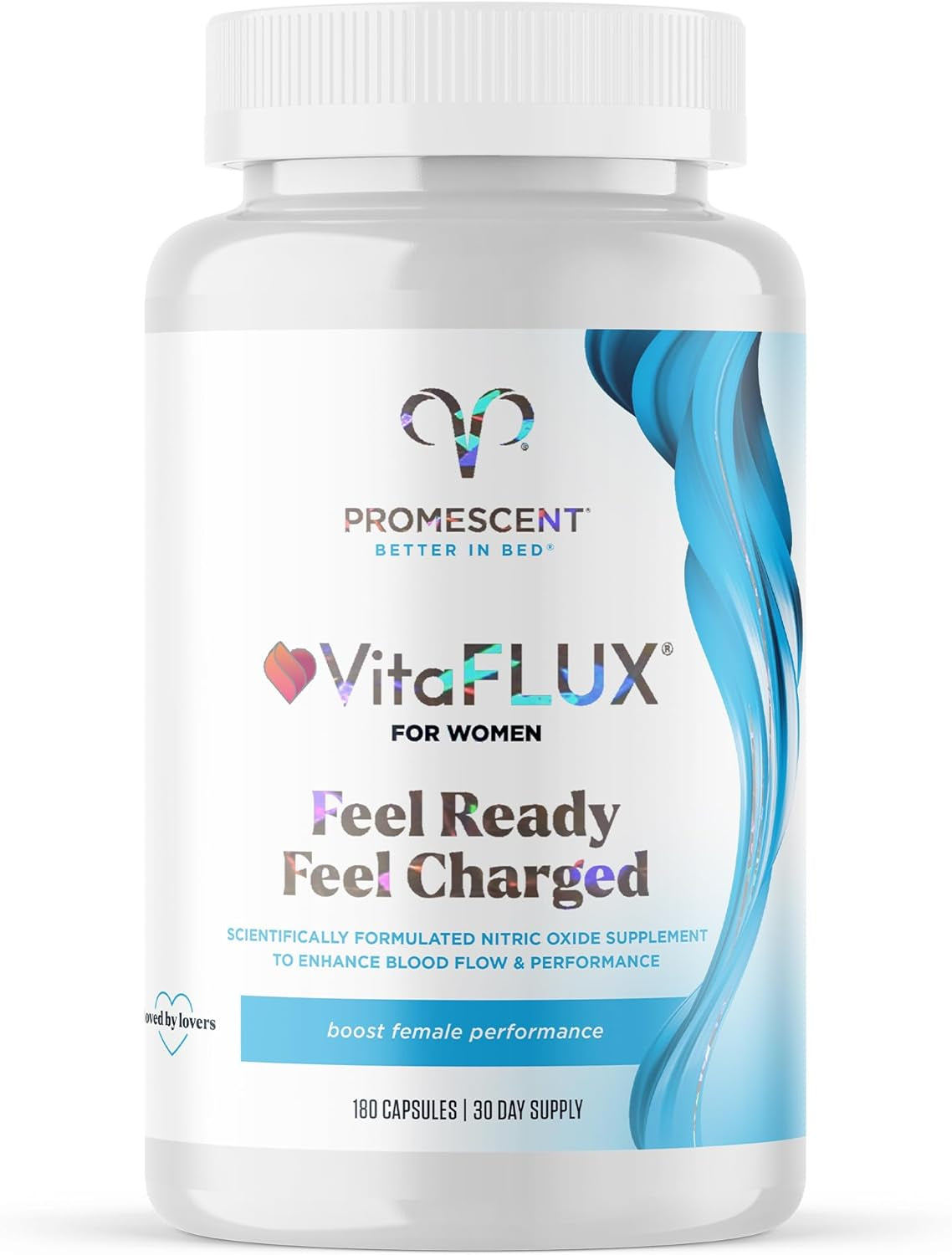 Promescent Vitaflux Women'S Nitric Oxide Booster Supplement, Boost Energy & Performance - Therapeutic Dose of Essential Amino Acids L Arginine, L Citrulline, L Carnitine, Zinc (180 Capsules)