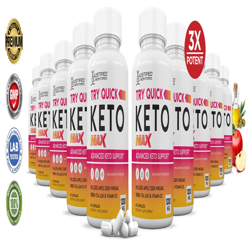 (10 Pack) Try Quick Keto ACV MAX Pills 1675Mg Dietary Supplement 600 Capsules