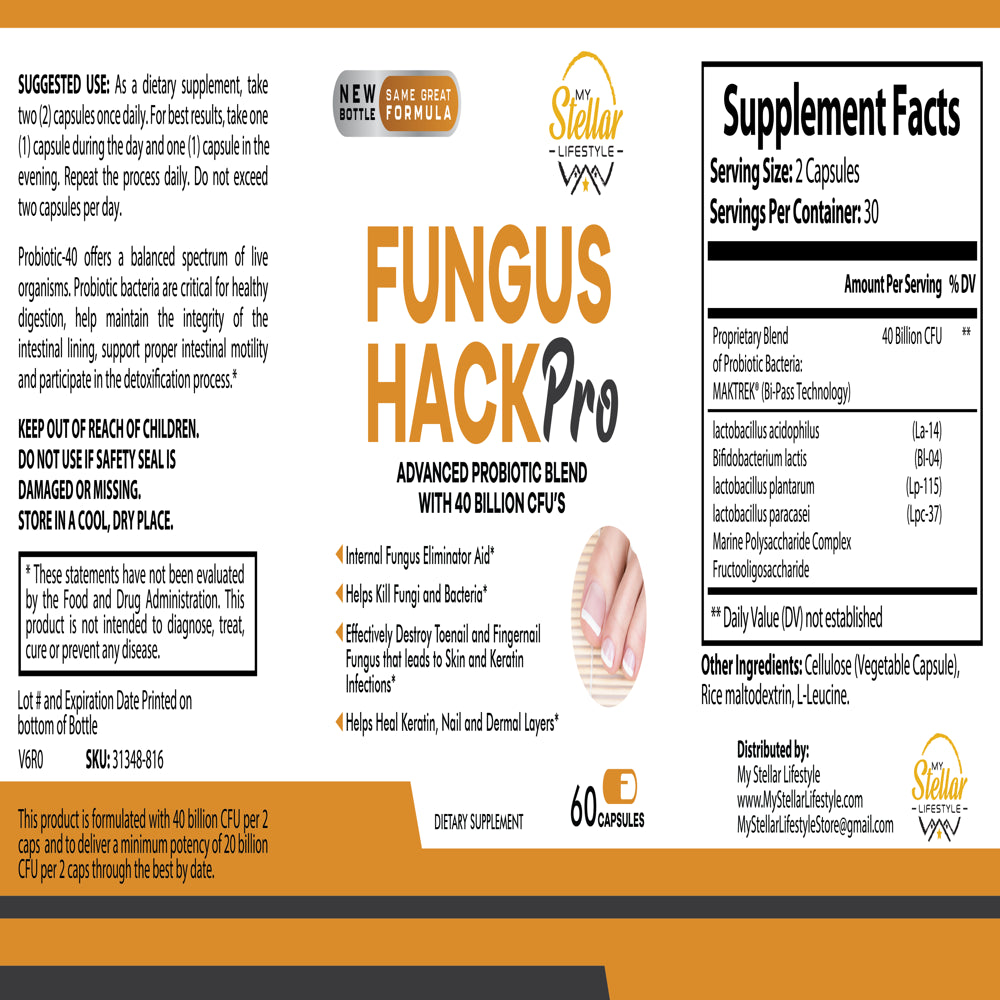 5 Pack Fungus Hack Pro, Helps Remove Fungi and Bacteria-60 Capsules X5