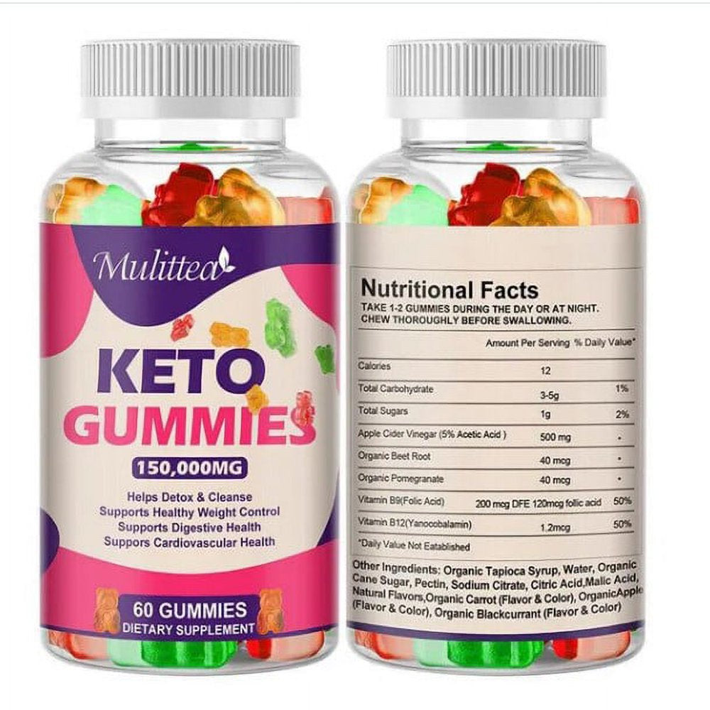 Mulittea Keto Gummies 150,000Mg Diet Supplement Slimming Bear Gummy,60 Count