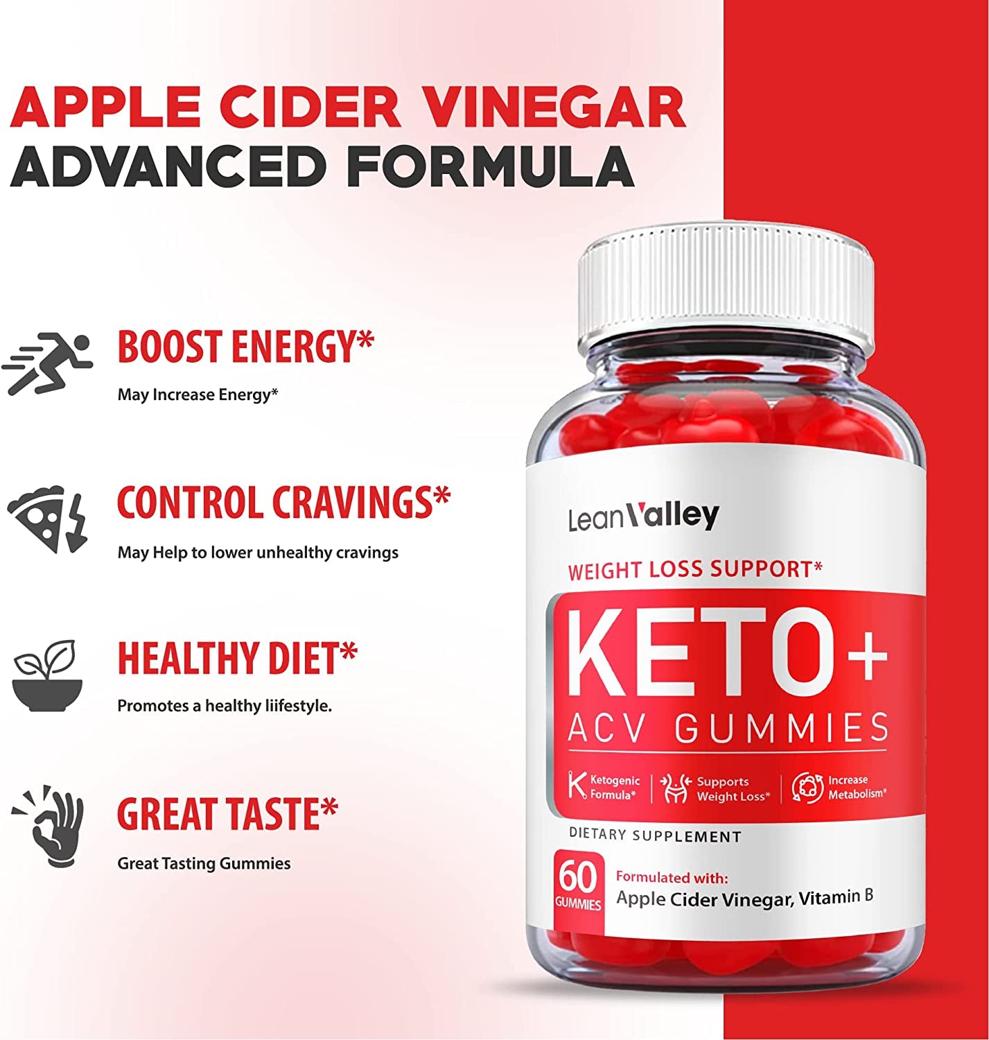 Lean Valley Keto ACV Gummies, Lean Valley Keto Gummies, Vegan, Non GMO 1000Mg Advanced Formula, Lean Valley Gummies, Lean Valley ACV Gummies with Apple Cider Vinegar, Vitamin B12 Gummy (60 Gummies)