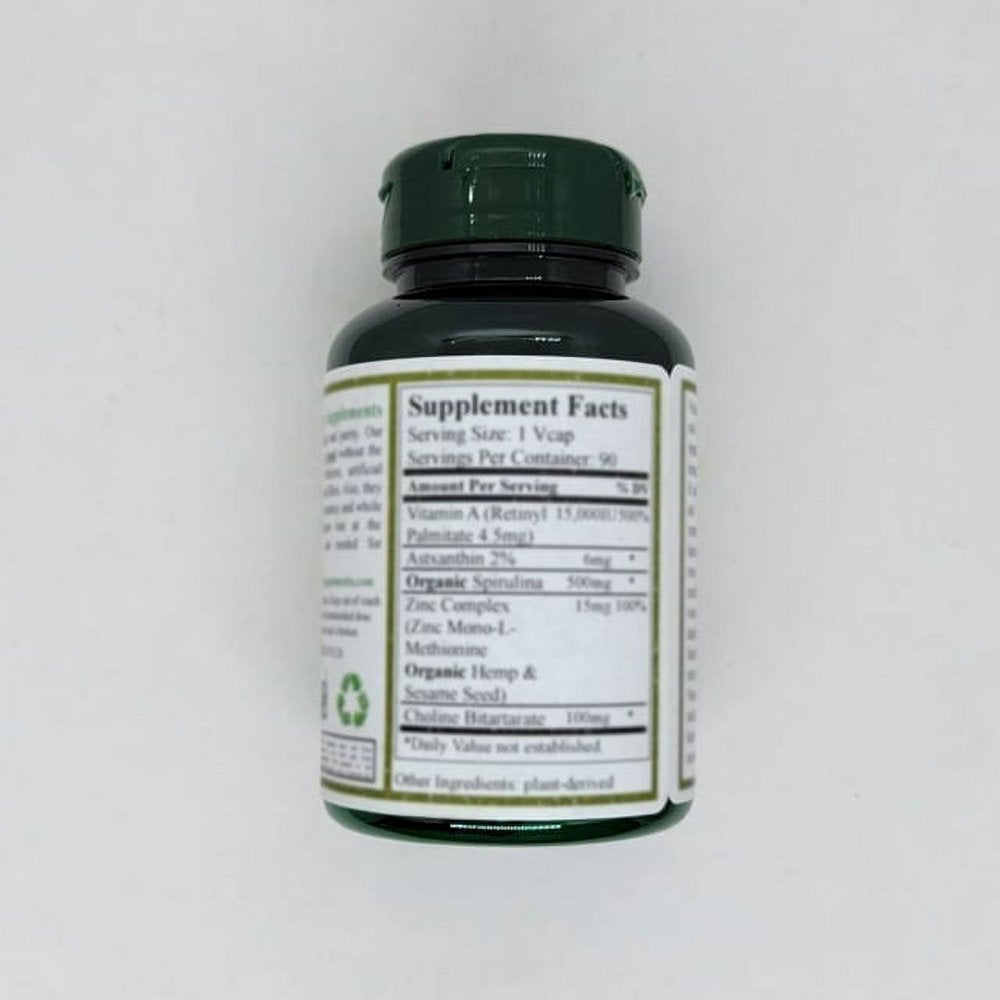 (Pack-1) Green Organic Supplements Vitamin B12 & Folic Acid, 1000Mcg, 90 Vcaps, Hand Made, Vegan, Non-Gmo, Supports Functioning of the Nervous System, and the Integrity of Skin, Hair & Liver