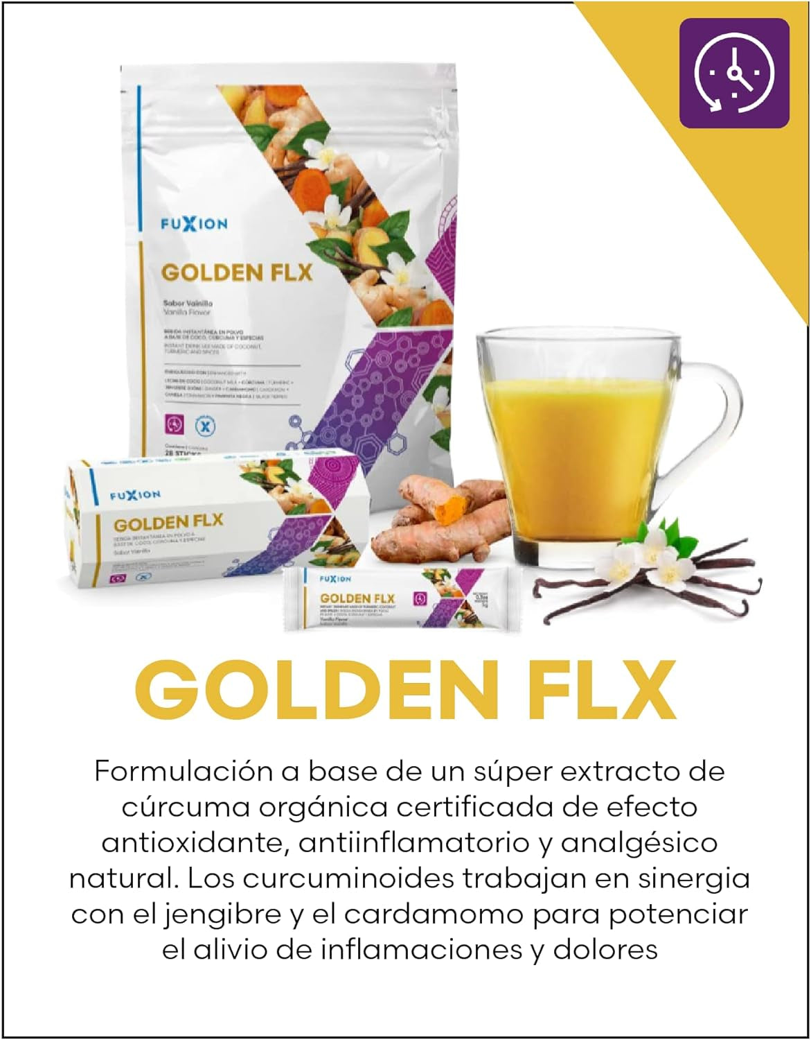 Fuxion Goden Flx-Contribute to Improve the Flexibility & Mobility of Joints Help Control Oxidative Processes,Organic Coconut Oil Included.,Vanilla Flavor W. Shaker Bottle 1 4.9384 Ounce