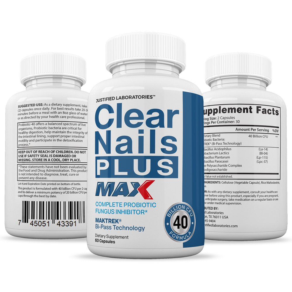 (3 Pack) Clear Nails plus Max 40 Billion Probiotic CFU Supplement anti Fungal All Natural 180 Capsules