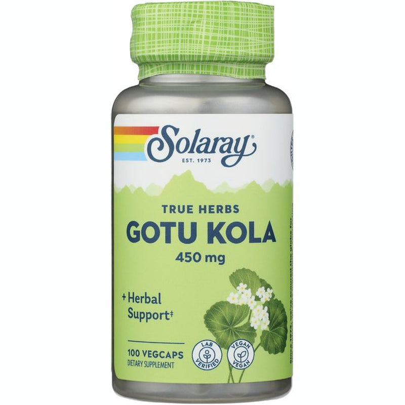Solaray Gotu Kola 450 Mg | Healthy Mood & Blood Circulation Support | Non-Gmo & Vegan | 100 Vegcaps