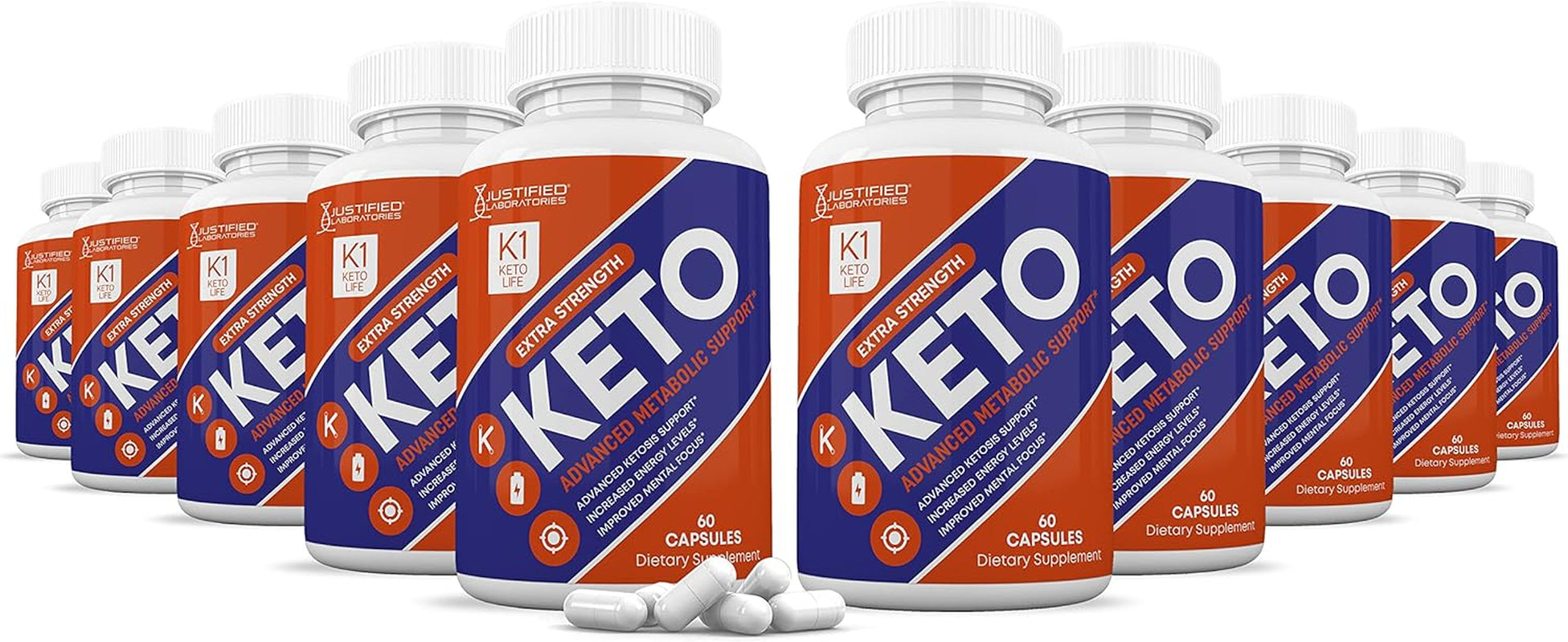 (10 Pack) K1 Keto Life Pills 800MG Includes Patented Gobhb® Exogenous Ketones Advanced Ketosis Support for Men Women 600 Capsules