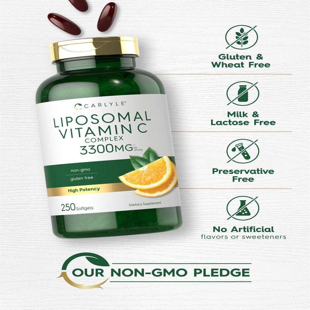 Liposomal Vitamin C 3300Mg | 250 Softgels | High Potency | by Carlyle