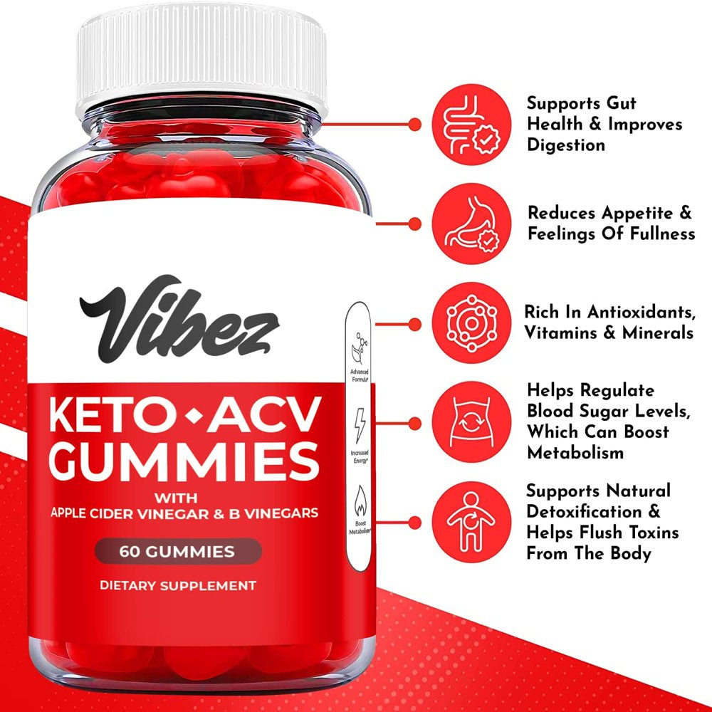 (1 Pack) Vibez Keto ACV Gummies - Supplement for Weight Loss - Energy & Focus Boosting Dietary Supplements for Weight Management & Metabolism - Fat Burn - 60 Gummies